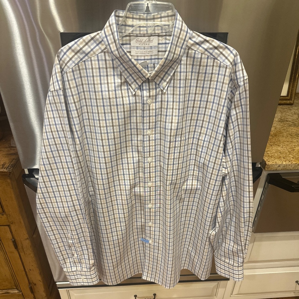 ROUNDTREE & YORKE MENS GOLD LABEL NO IRON COTTON BUTTON-DOWN SHIRT SIZE 18-35